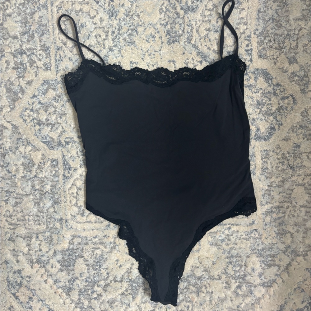 Skims Black Lace Trim Bodysuit